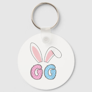 Cute Gg Happy Easter Bunny Matching Family Outfit  Keychain