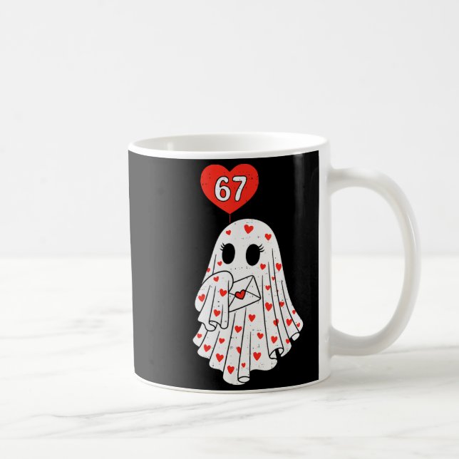 Cute Ghost 6 7 Six Seven Meme Valentines Day Men W Coffee Mug (Right)