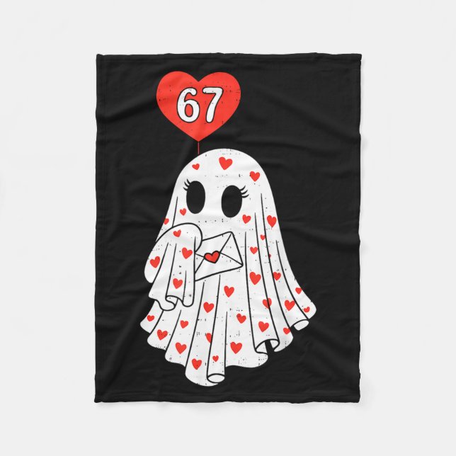 Cute Ghost 6 7 Six Seven Meme Valentines Day Men W Fleece Blanket (Front)