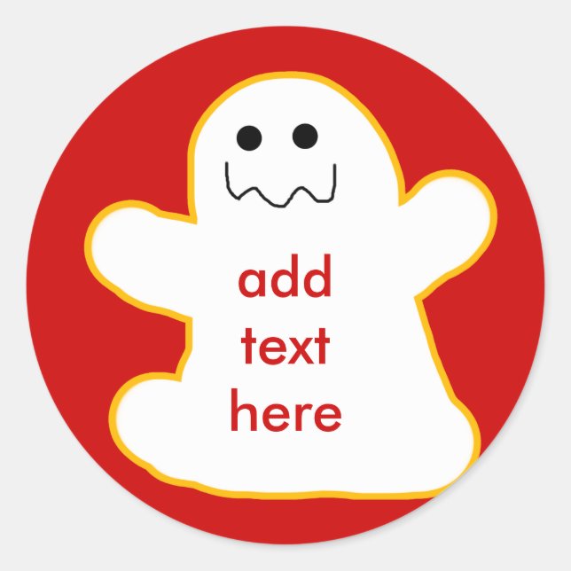 Cute Ghost Add Your Own Caption or Text Classic Round Sticker (Front)