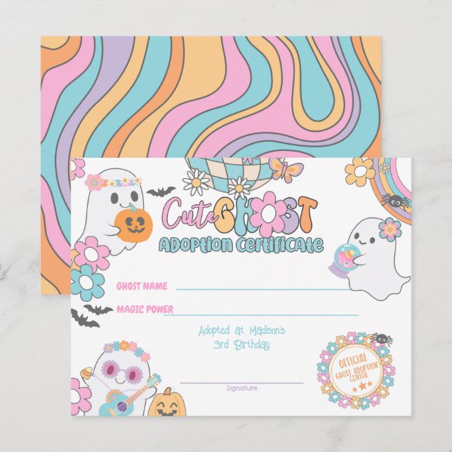 Cute Ghost Adoption Certificate Postcard (Front/Back)