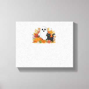 Cute Ghost and Black Cat Classic T-Shirt Canvas Print