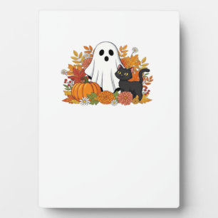 Cute Ghost and Black Cat Classic T-Shirt Plaque