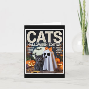 Cute Ghost And Black Cat Funny Halloween Zine Grap Card