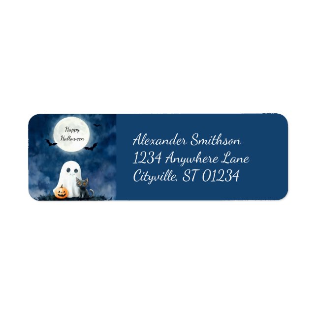 Cute Ghost and Black Cat Halloween (Front)