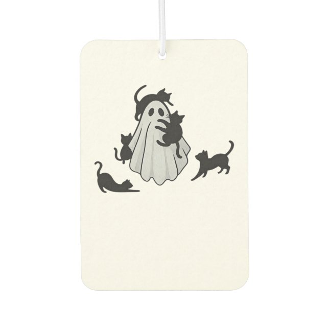 Cute Ghost and Black Cats Classic T-Shirt Air Freshener (Front)