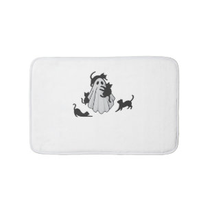 Cute Ghost and Black Cats Classic T-Shirt Bath Mat