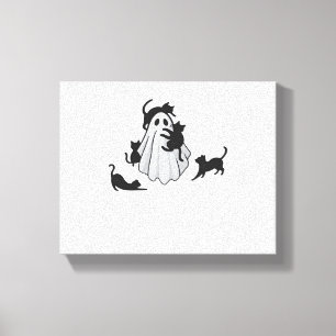 Cute Ghost and Black Cats Classic T-Shirt Canvas Print