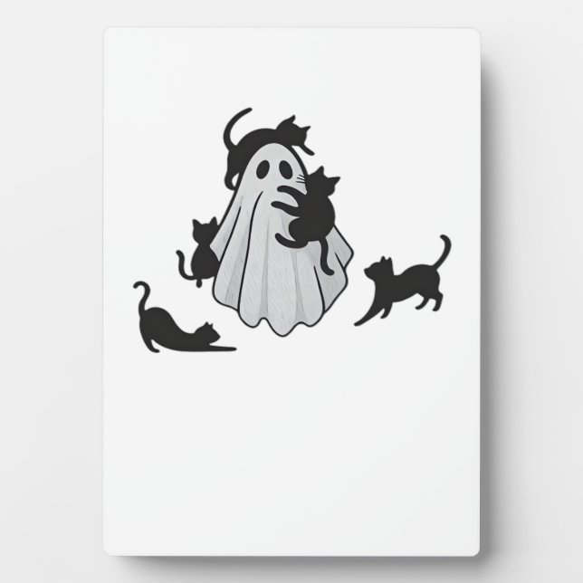 Cute Ghost and Black Cats Classic T-Shirt Plaque (Front)