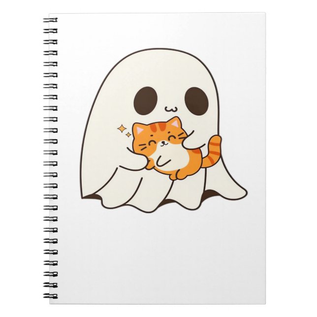 Cute ghost and cat, Gift Halloween Classic T-Shirt Notebook (Front)