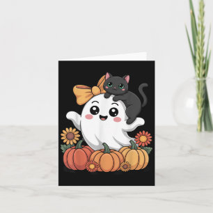 Cute Ghost And Cat Pumpkin Autumn Family Matching Card