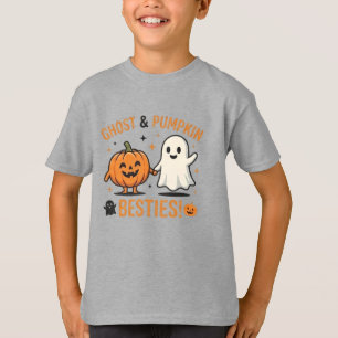 Cute Ghost and Pumpkin Besties - Spooky Friends T-Shirt