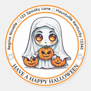 Cute Ghost and Pumpkins Enevelope Seal 