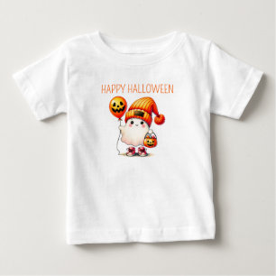 Cute Ghost and Pumpkins Kids Happy Halloween Baby T-Shirt