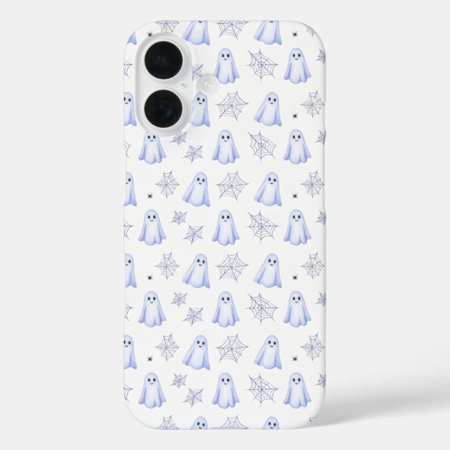 Cute Ghost and Spider Web Halloween Pattern Case-Mate iPhone Case (Back)
