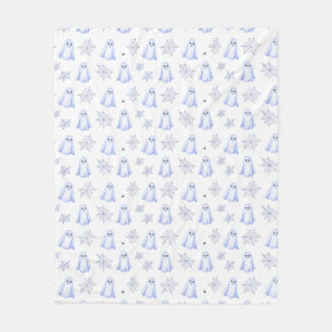 Cute Ghost and Spiderweb Halloween Fleece Blanket