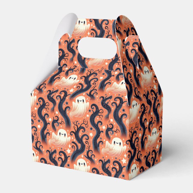 Cute Ghost and Twisted Trees  Favor Box (Front Side)