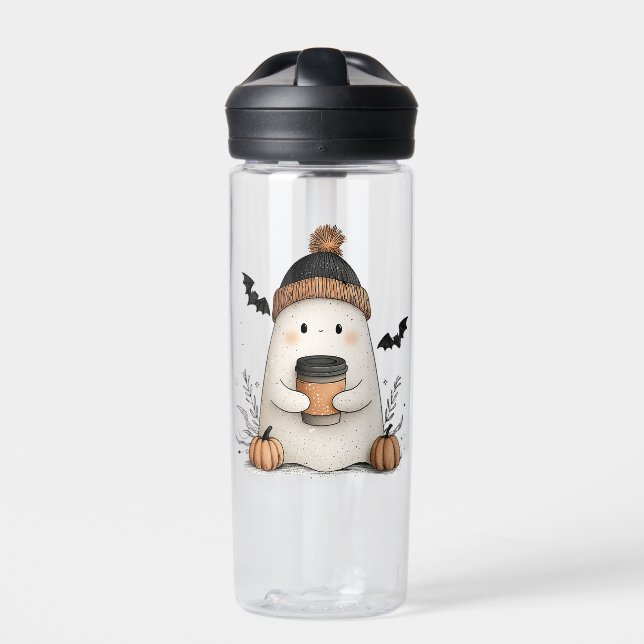 Cute Ghost Baby Outfit – Cozy Autumn Halloween Water Bottle (Front)