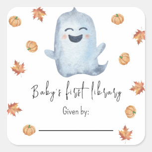 Cute Ghost - Baby's first library Square Sticker