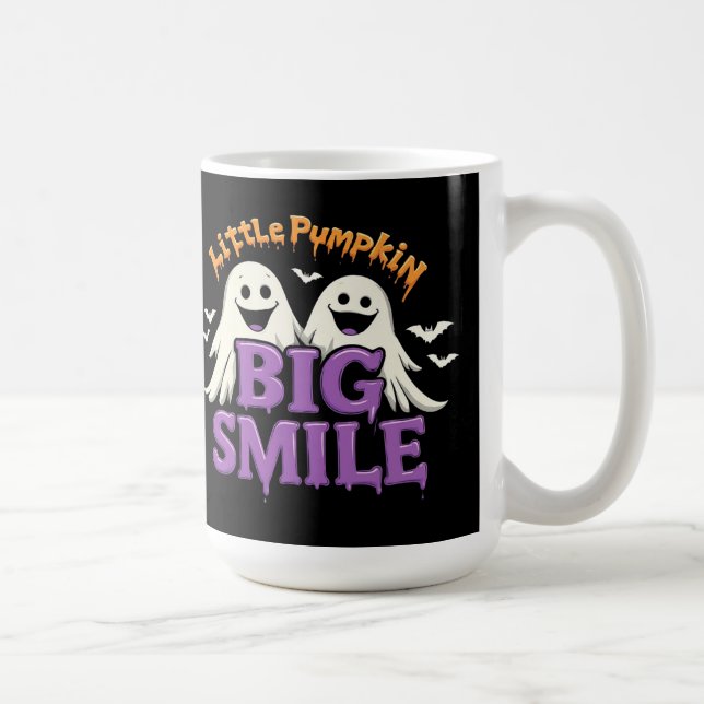 👻✨ Cute Ghost & Bat Halloween Coffee Vibes 🦇🧡 Mug (Right)