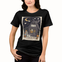 Cute Ghost Bat Halloween T-Shirt Women Spooky Fall