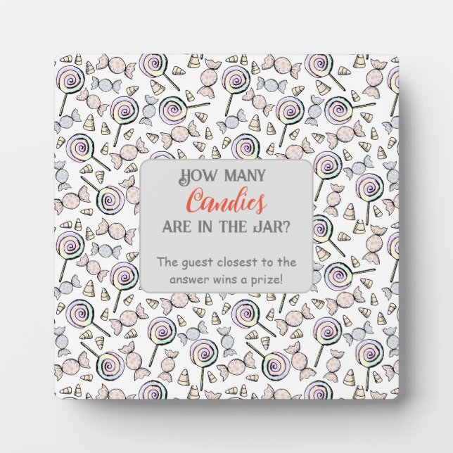 Cute Ghost, Bat & Spider Baby Shower Candy Game  Plaque (Front)