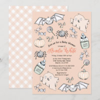 Cute Ghost, Bat & Spider Halloween Baby Shower