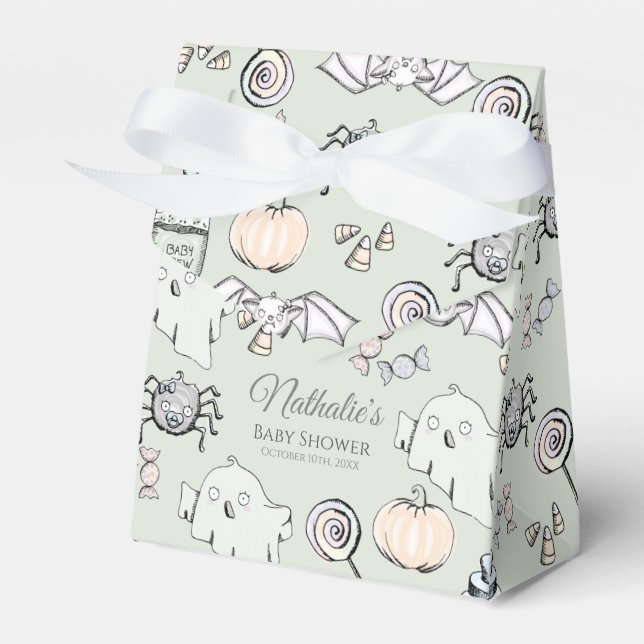 Cute Ghost, Bat & Spider Halloween Favor Box (Front Side)