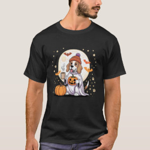 Cute Ghost Beagle Pumpkin Drinks Beanie Fall Hallo T-Shirt