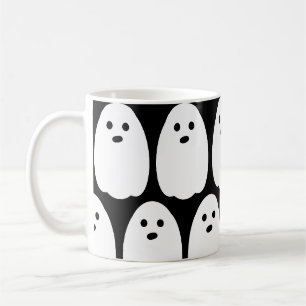 Cute Ghost Black and White Coffee Mug
