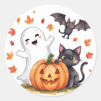 Cute Ghost, Black Cat, Bat Sticker Sheet