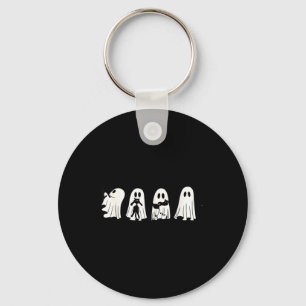 Cute Ghost Black Cat Halloween Spooky Boo Kitty Keychain