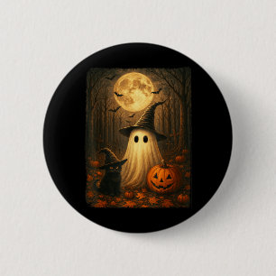 Cute Ghost Black Cat Halloween Witch Pumpkin Dark 2 Inch Round Button