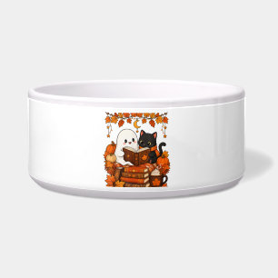 Cute Ghost Black Cat Reading Book Fall Autumn
