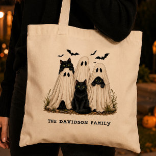 Cute Ghost Black Cats Bats Halloween  Tote Bag