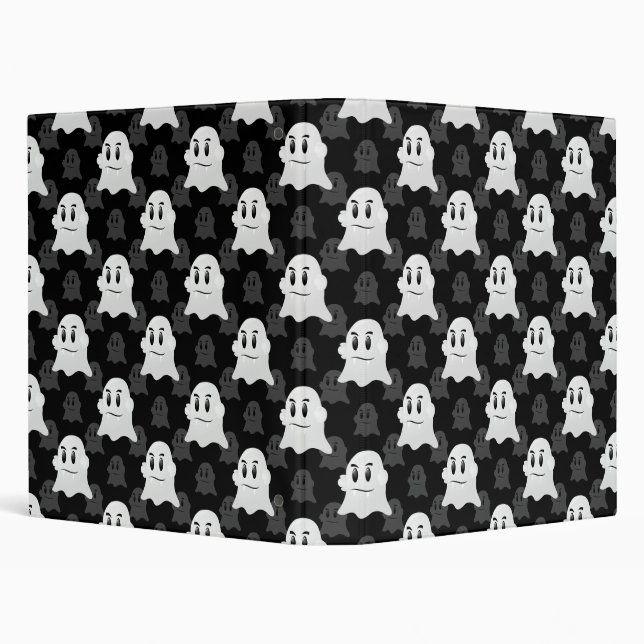 Cute Ghost Blob Black White Print Design Pattern Binder (Background)