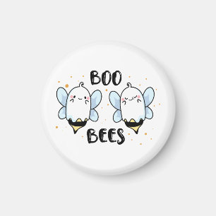 Cute Ghost Boo Bees - Funny Halloween on white Magnet