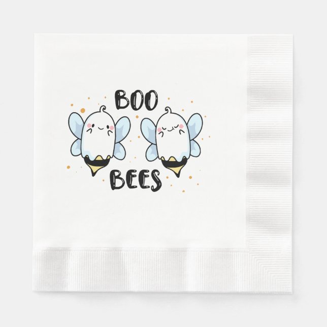 Cute Ghost Boo Bees - Funny Halloween on white Napkin (Front)