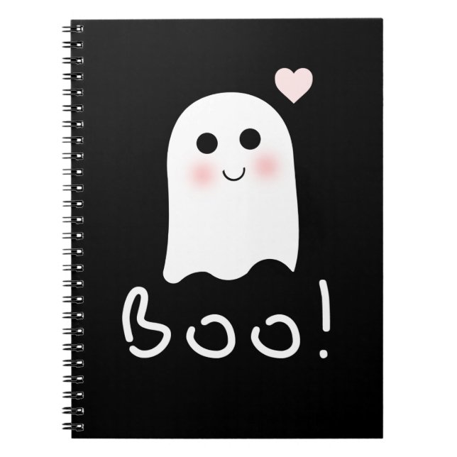 Cute Ghost Boo Happy Halloween Notebook (Front)