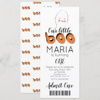 Cute Ghost Boo Ticket Style Party  Invitation