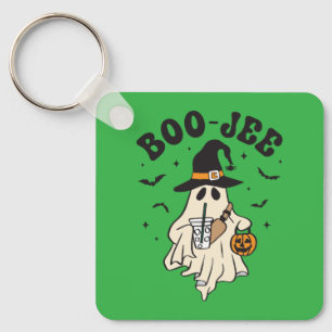 Cute ghost boo with ice coffee keychain