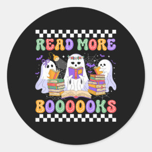 Cute Ghost Book Read More Books Funny Teachers Hal Classic Round Sticker