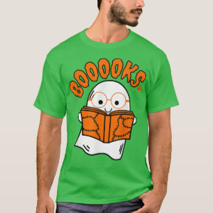 Cute Ghost Book Reading Halloween Teacher Costume T-Shirt