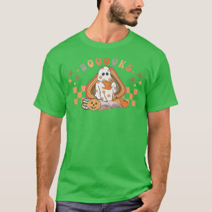 Cute Ghost Book Reading Halloween Teacher Vintage T-Shirt