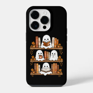 Cute Ghost Bookshelf Autumn Acorns Fall Reading iPhone 14 Pro Case
