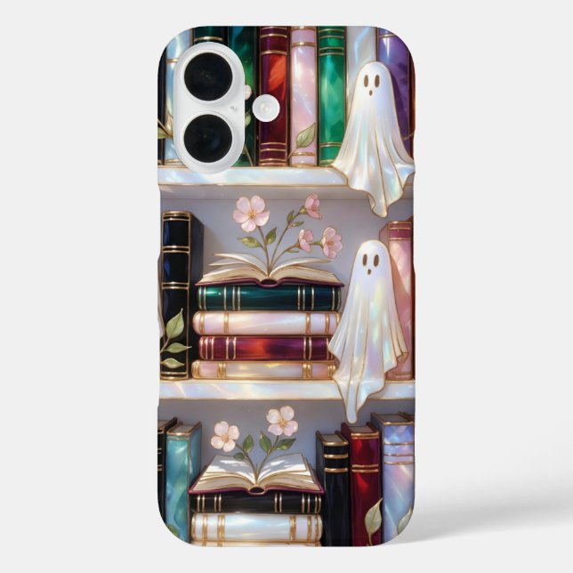 Cute Ghost Bookshelf Phone Case Floral Cozy (Back)
