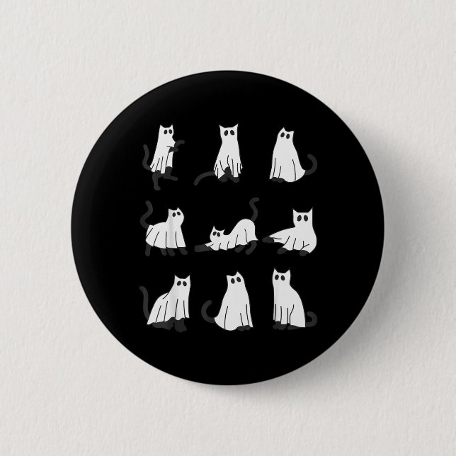 Cute Ghost Cat Funny Halloween Design ghost cat 2 Inch Round Button (Front)