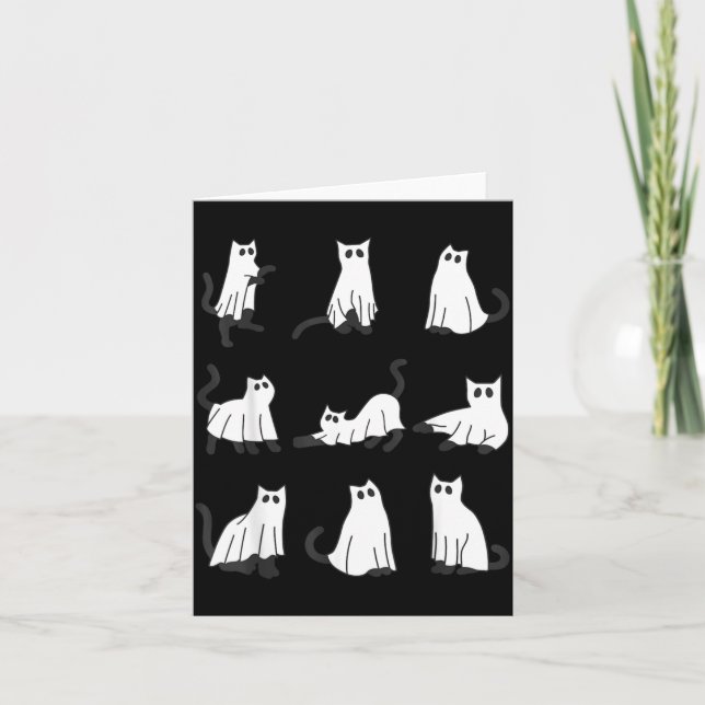 Cute Ghost Cat Funny Halloween Design ghost cat Card (Front)