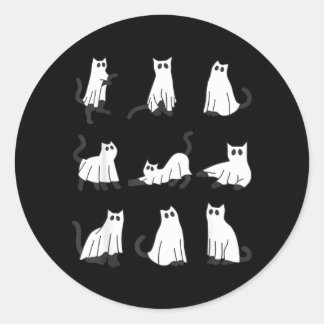Cute Ghost Cat Funny Halloween Design ghost cat Classic Round Sticker