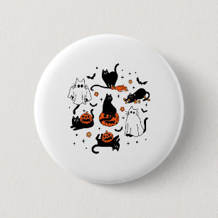 Cute Ghost Cat Funny Halloween Outfit Costumes Bla 2 Inch Round Button